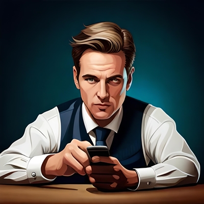 Ein Mann wettet von einem Mobiltelefon aus